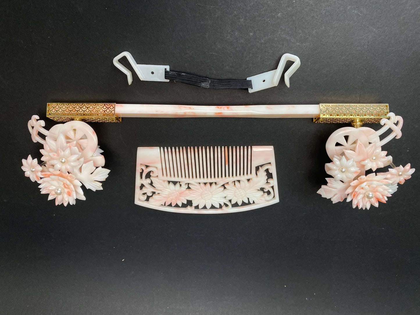 Pink Yumi Katsura Kanzashi Set：Rare Floral Kimono Hair Ornaments with luxury box