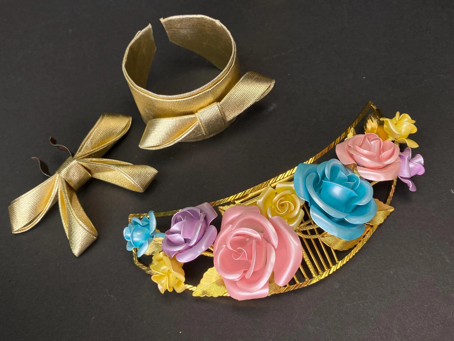 Japanese Kanzashi floral metal Hairpin Set of 9: Japanese Bridal Roses, Pink & Blue Kimono Geisha in luxury box