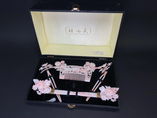 Pink Yumi Katsura Kanzashi Set：Rare Floral Kimono Hair Ornaments with luxury box