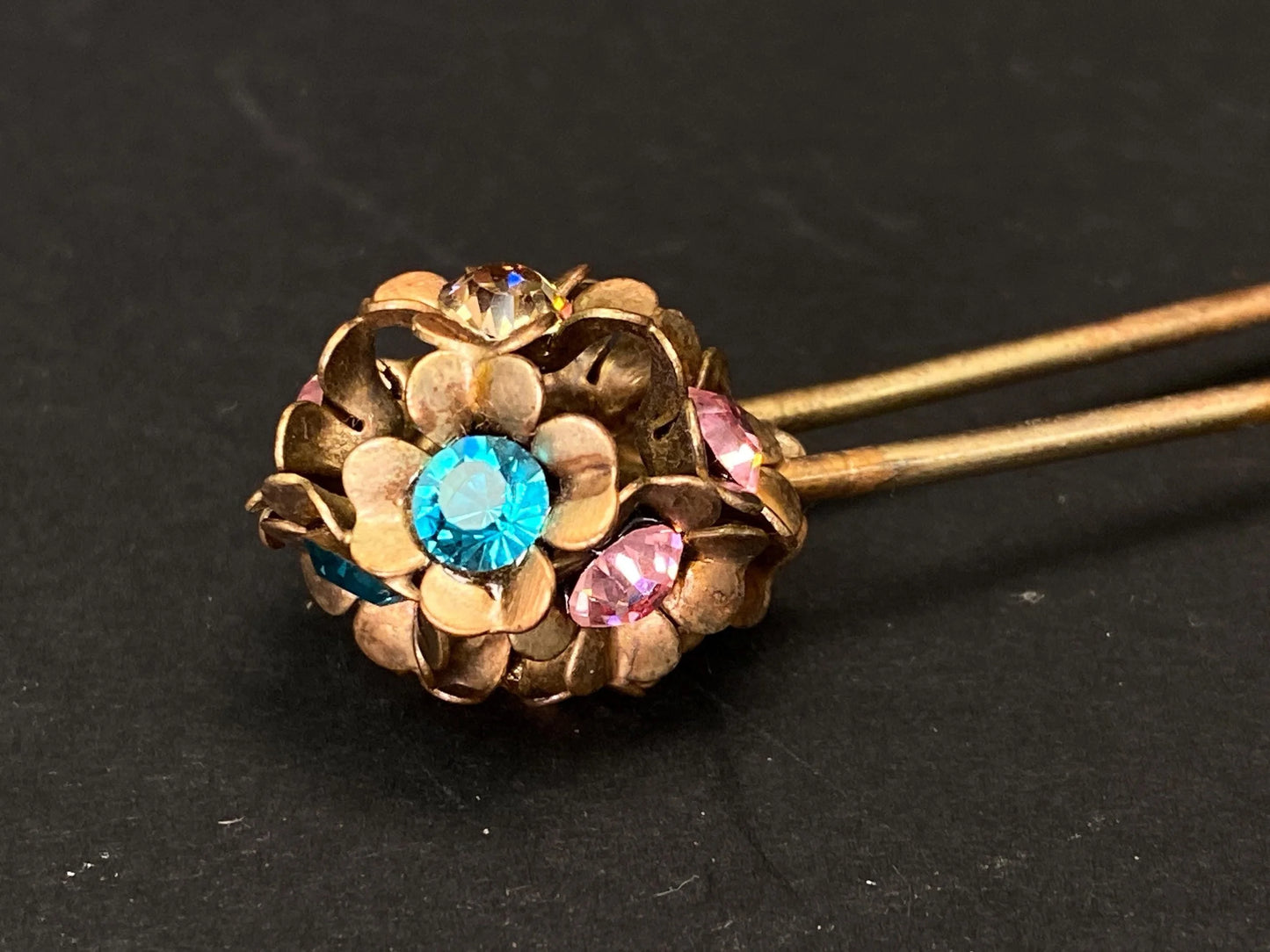 Japan Kanzashi Kimono Geisha, Kanzashi Hairpin with Beads, Floral Wreath, Multicolor Petal Crystal Flower, Gold Leaves