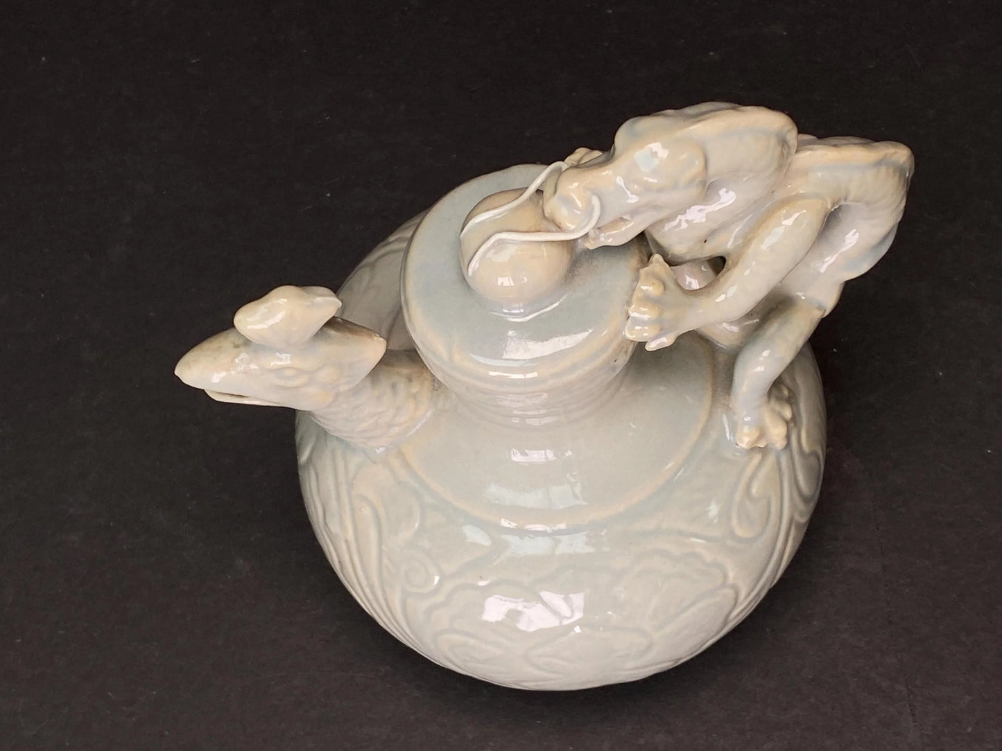 Celadon Dragon Phoenix Teapot Decorative