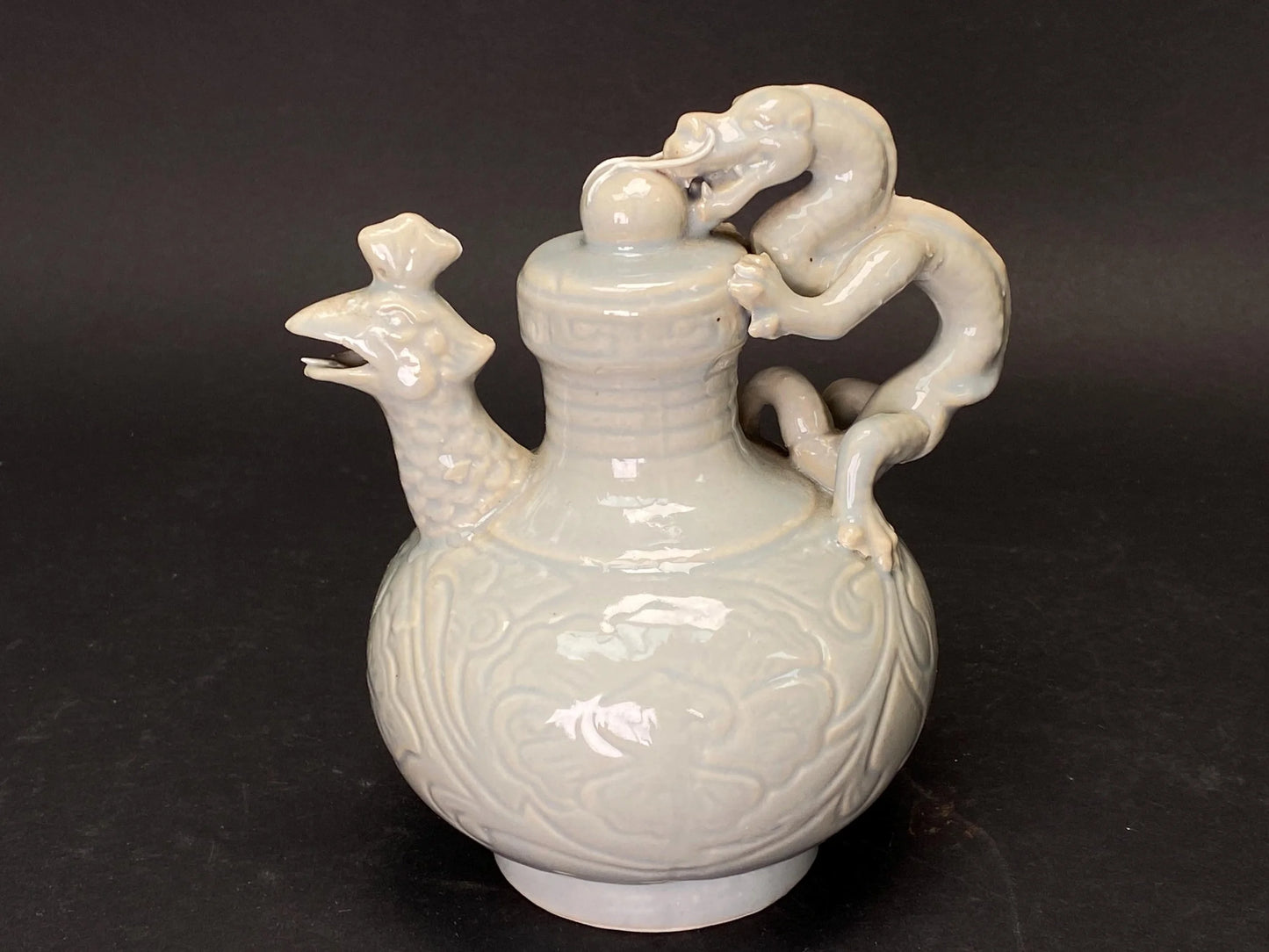 Celadon Dragon Phoenix Teapot Decorative