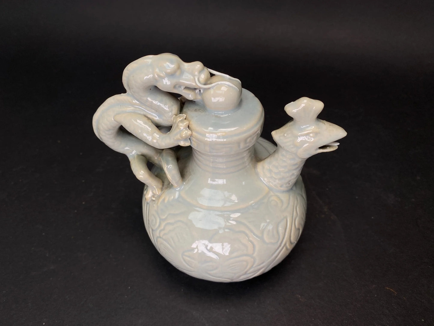 Celadon Dragon Phoenix Teapot Decorative