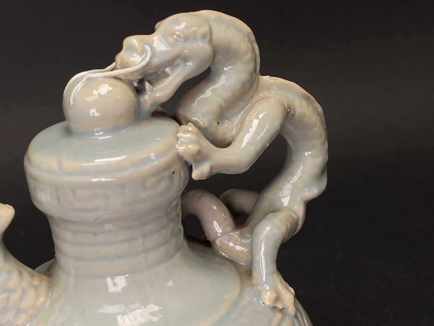 Celadon Dragon Phoenix Teapot Decorative