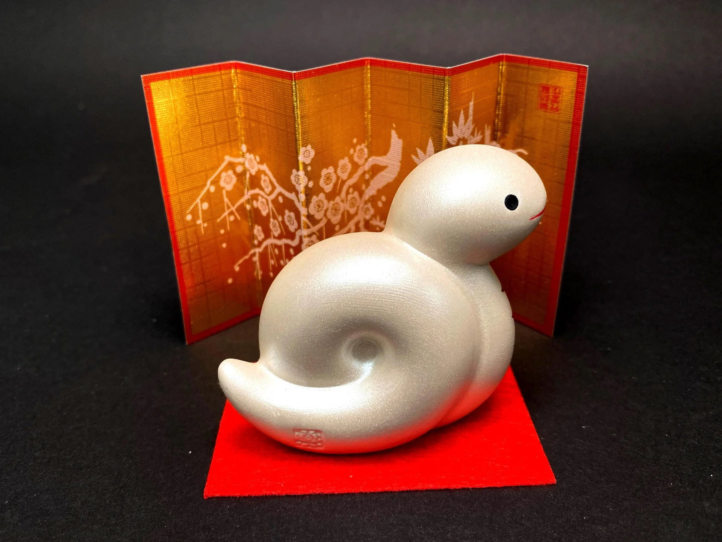 Zodiac Snake with Crystal Ornament: Yakushi yaki Ceramic Japanese Decor
