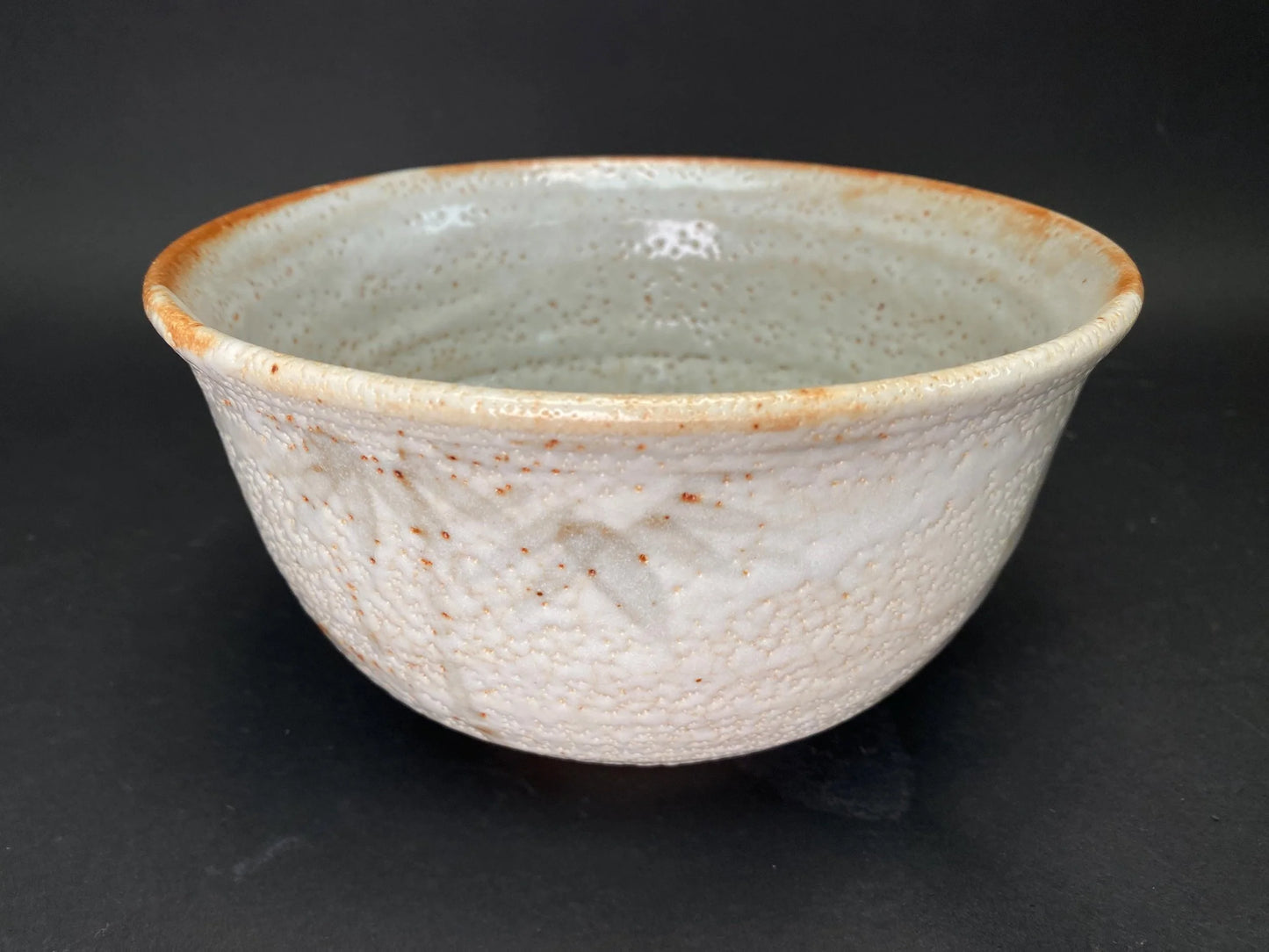 Japanese Shino Ware Bowl Bamboo Pattern 8 in