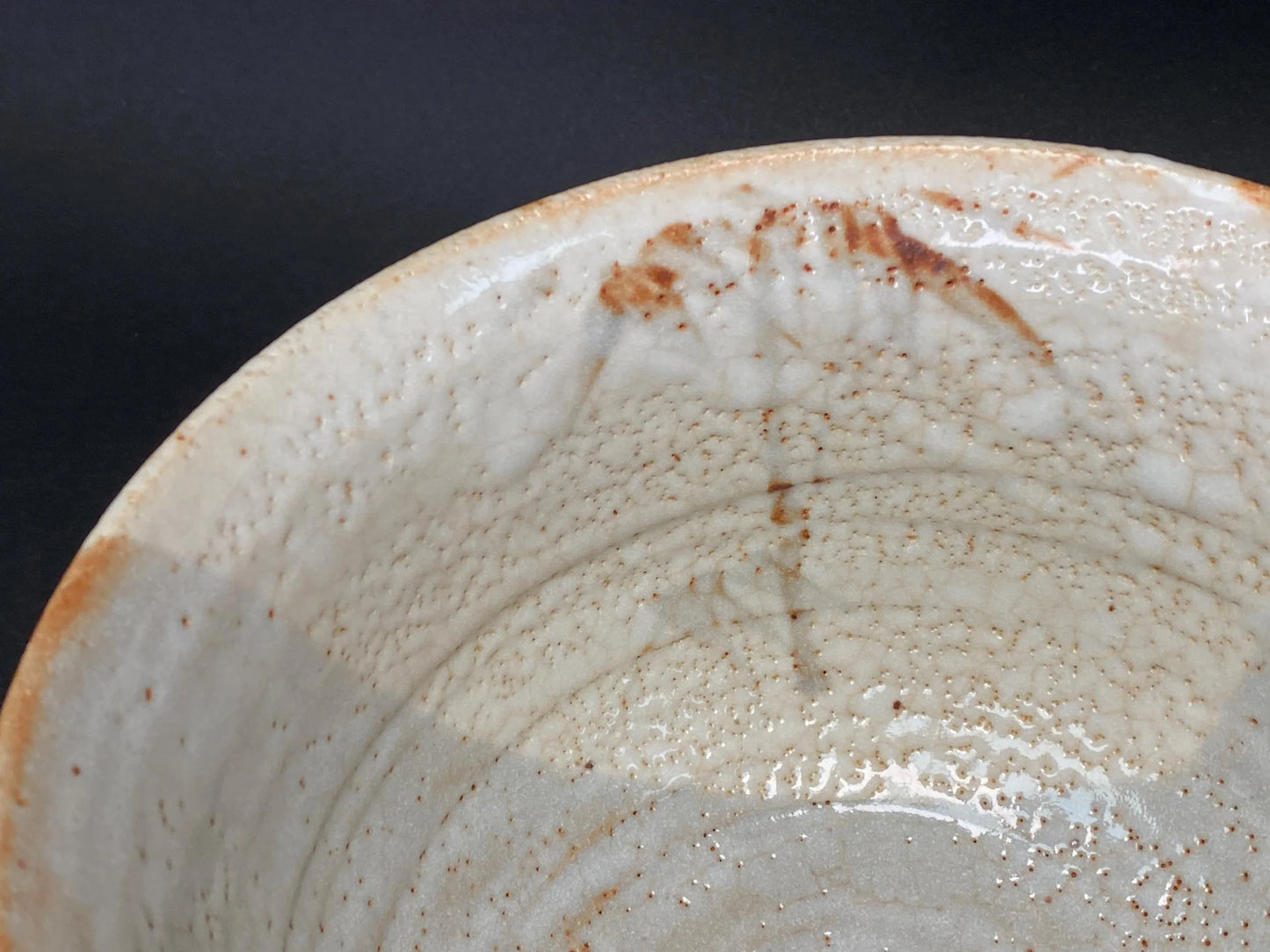 Japanese Shino Ware Bowl Bamboo Pattern 8 in