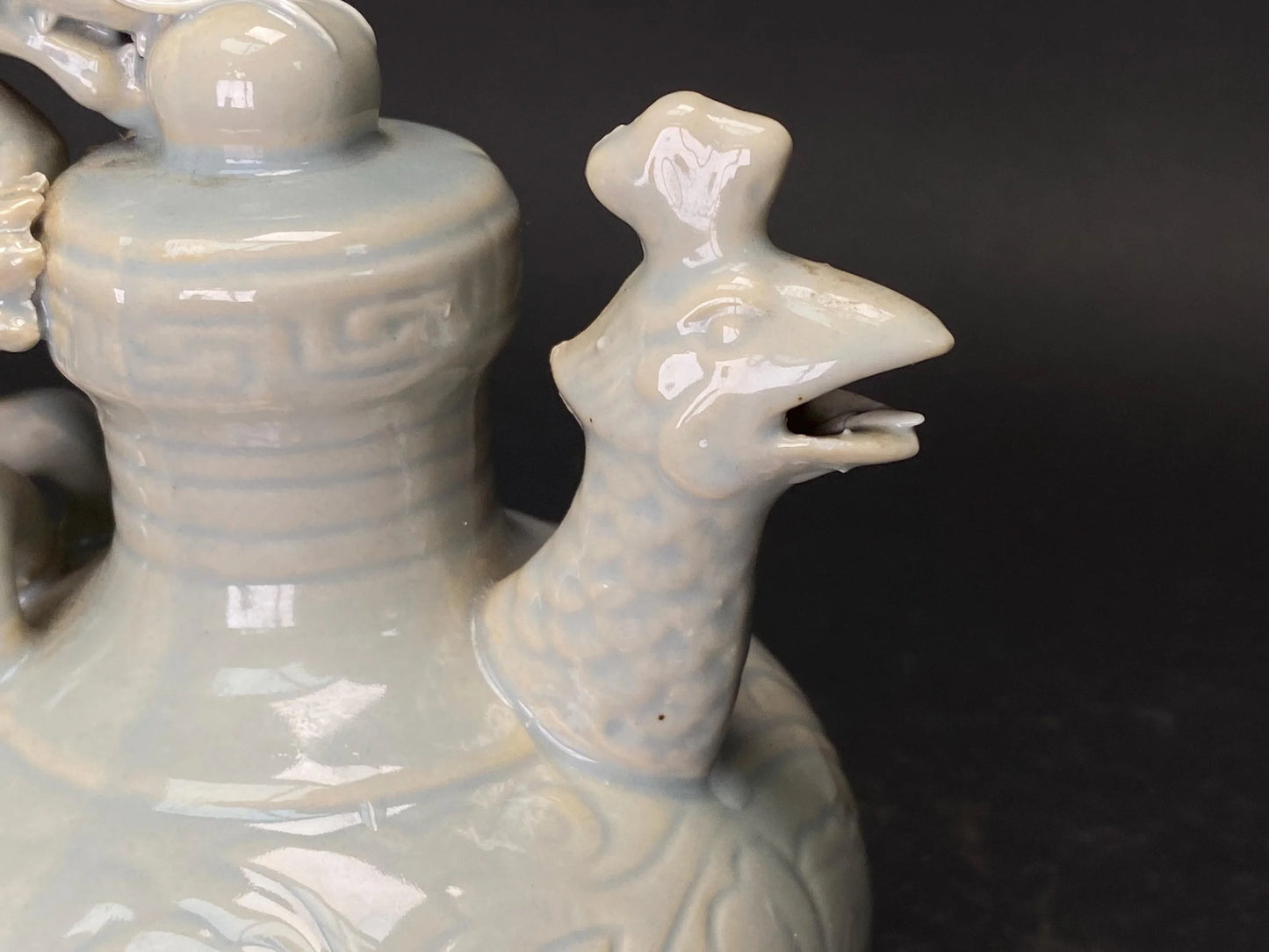 Celadon Dragon Phoenix Teapot Decorative