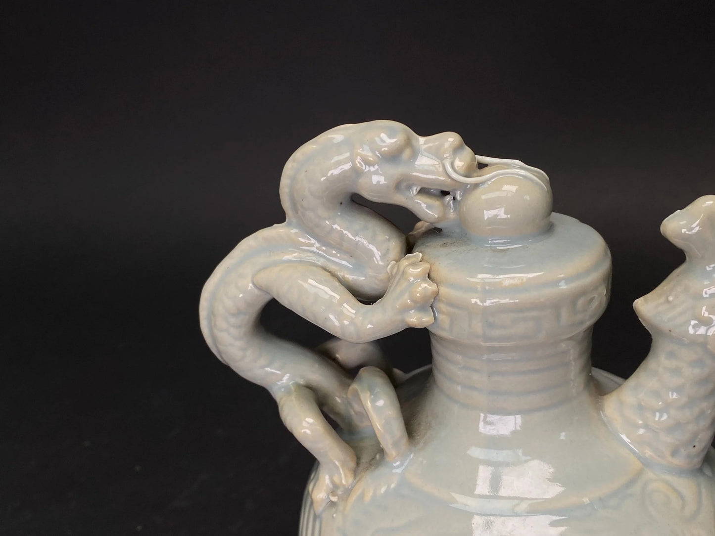 Celadon Dragon Phoenix Teapot Decorative