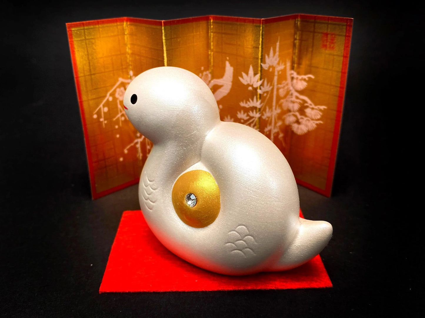 Zodiac Snake with Crystal Ornament: Yakushi yaki Ceramic Japanese Decor