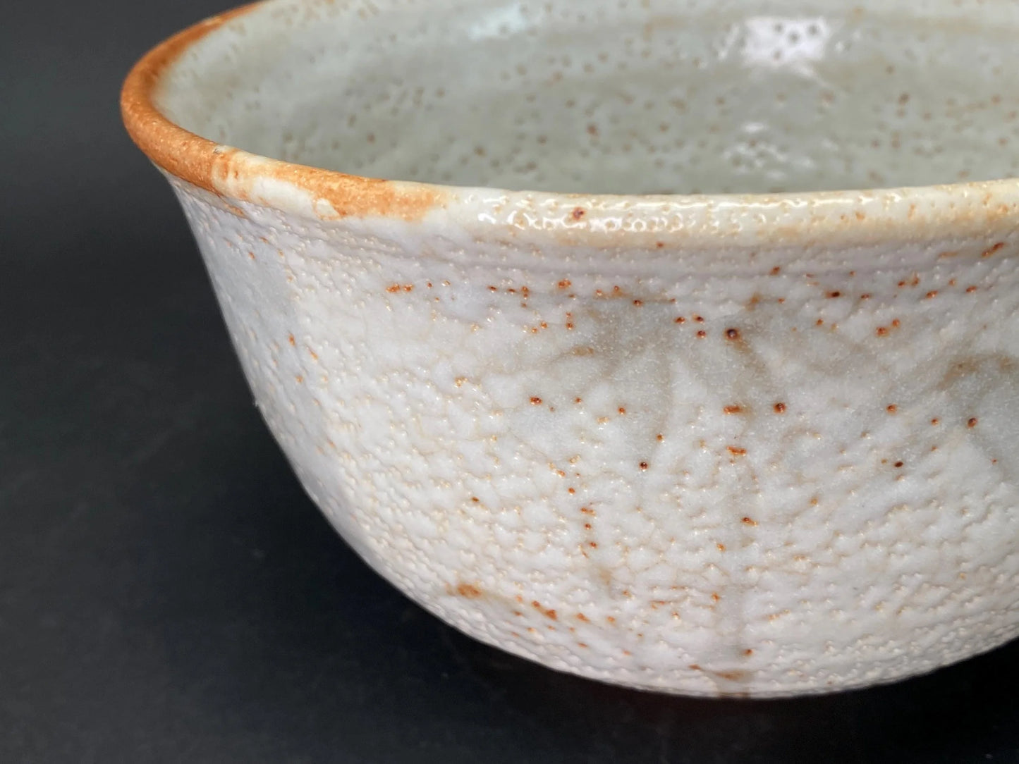 Japanese Shino Ware Bowl Bamboo Pattern 8 in