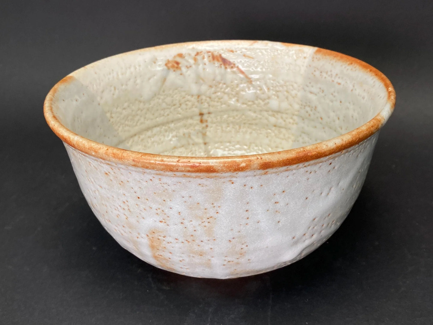 Japanese Shino Ware Bowl Bamboo Pattern 8 in
