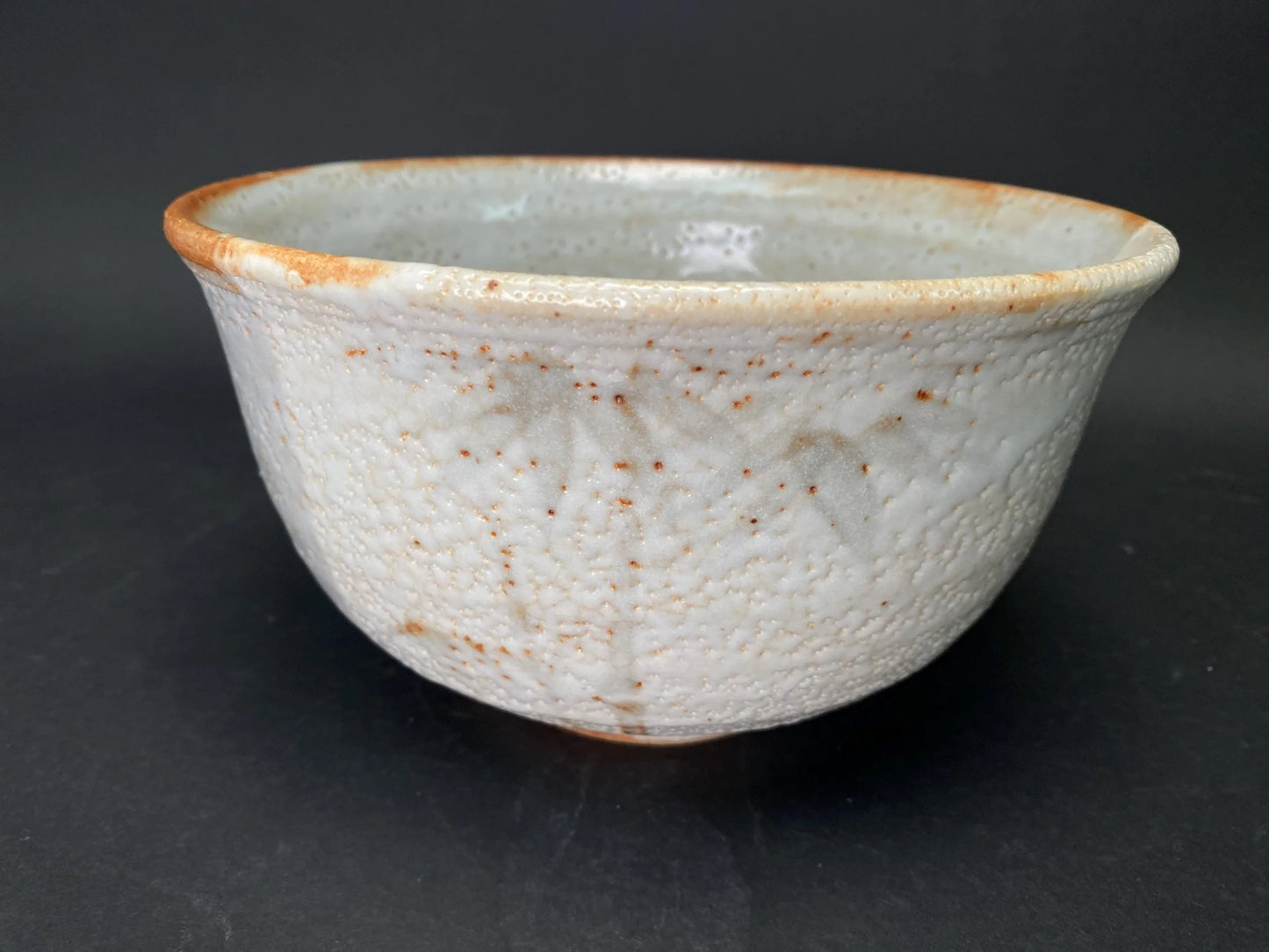 Japanese Shino Ware Bowl Bamboo Pattern 8 in