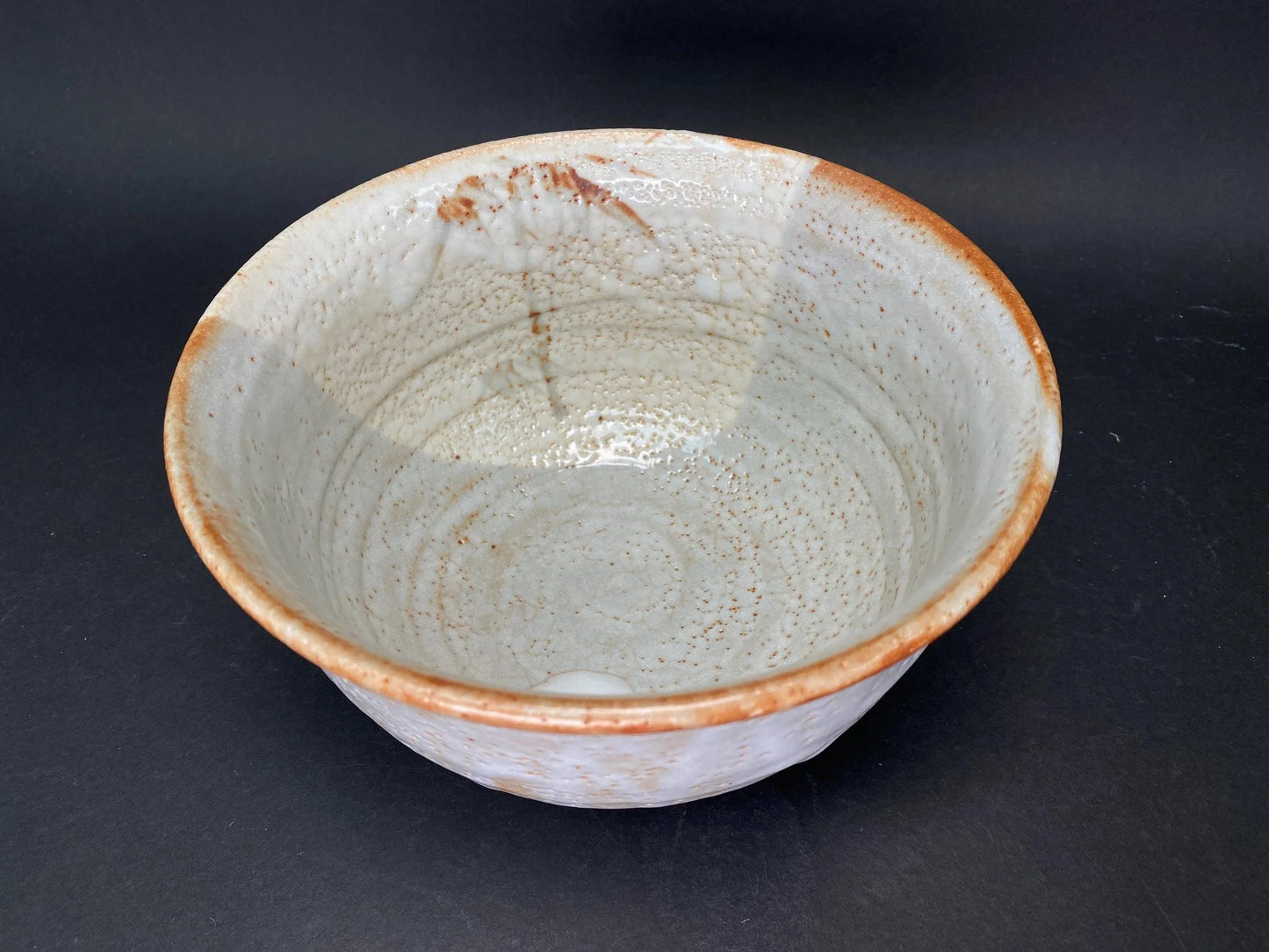 Japanese Shino Ware Bowl Bamboo Pattern 8 in