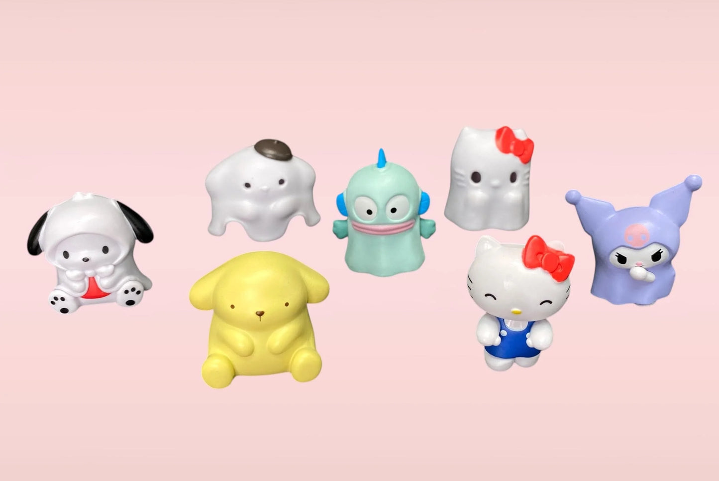 Sanrio Characters Halloween Play Ghost Figurine Blind Box: Kawaii Gatcha Capsule Kuromi, Pochacco, Hello Kitty, Hangyodon, Pompompurin