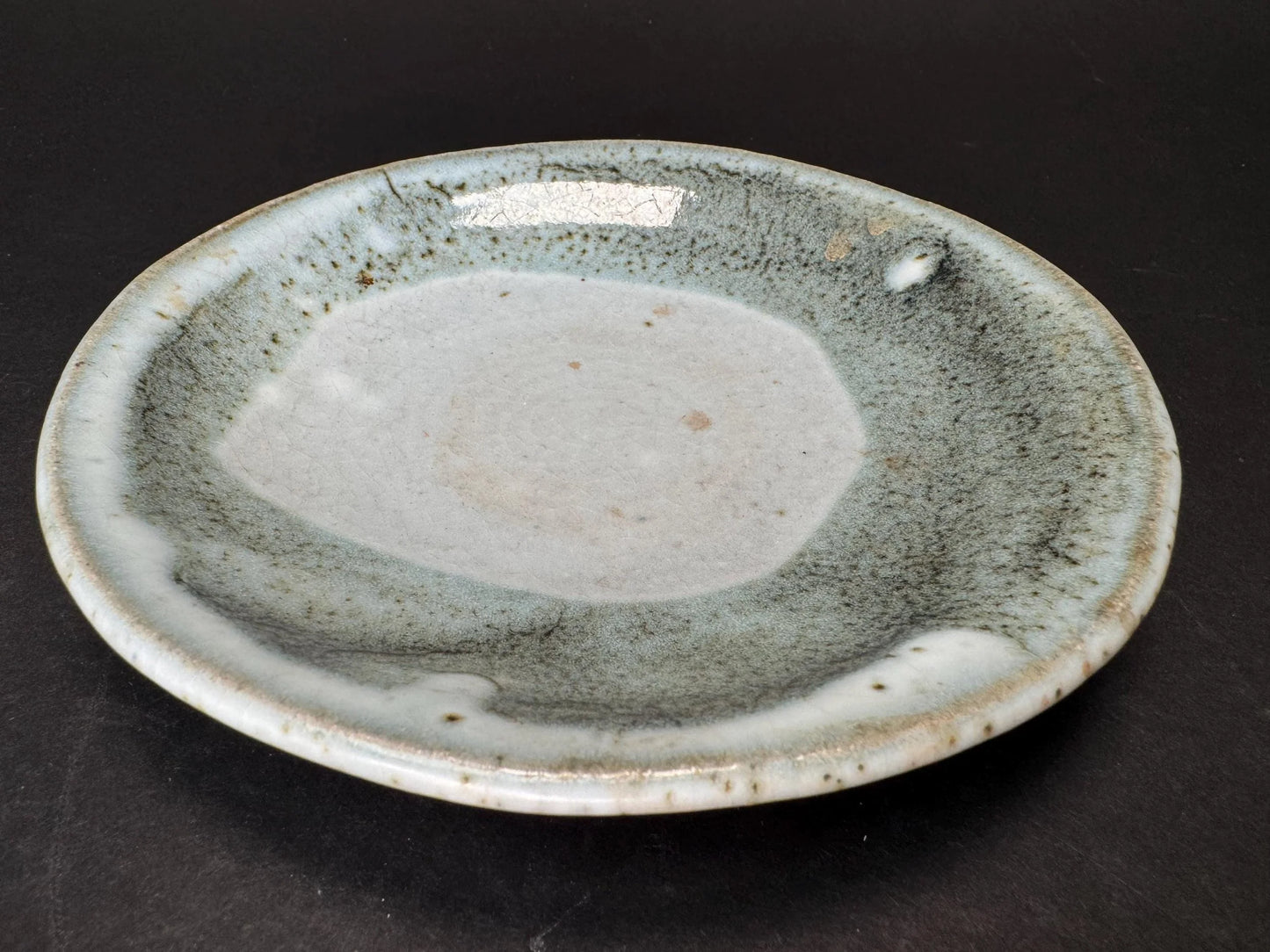Kato Mino Ware Porcelain Bowl and Plate: Japanese Speckled Glaze Art Pottery