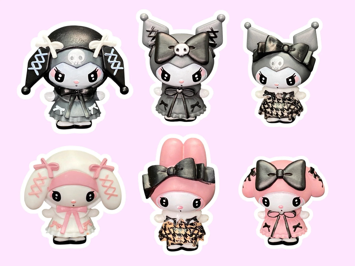 Kuromi My Melody Sanrio Gothic Lolita Fashion Blind Box Figurine Collectible: Masukotto Cute Dark Pink Black White Figures blind box
