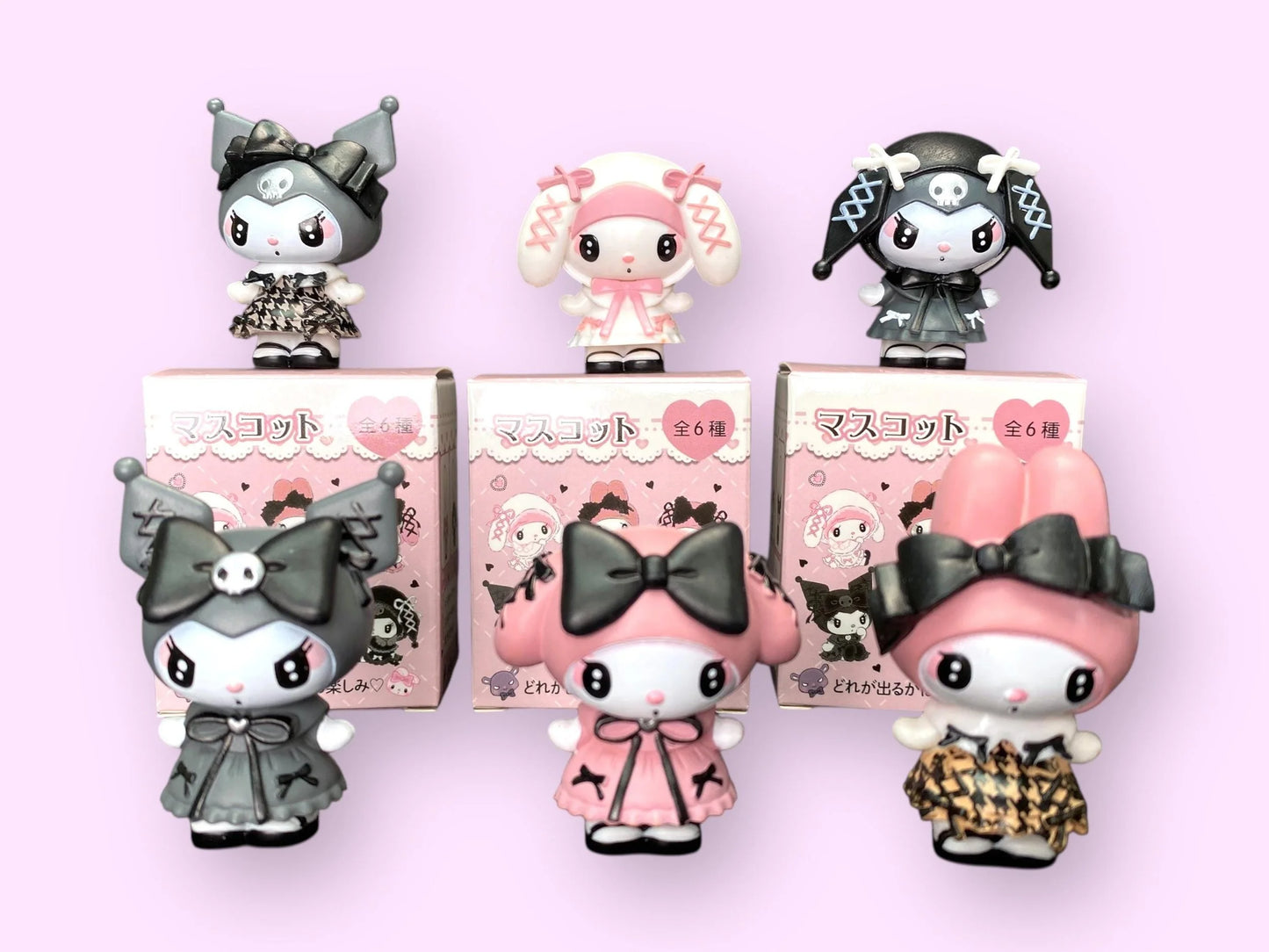 Kuromi My Melody Sanrio Gothic Lolita Fashion Blind Box Figurine Collectible: Masukotto Cute Dark Pink Black White Figures blind box