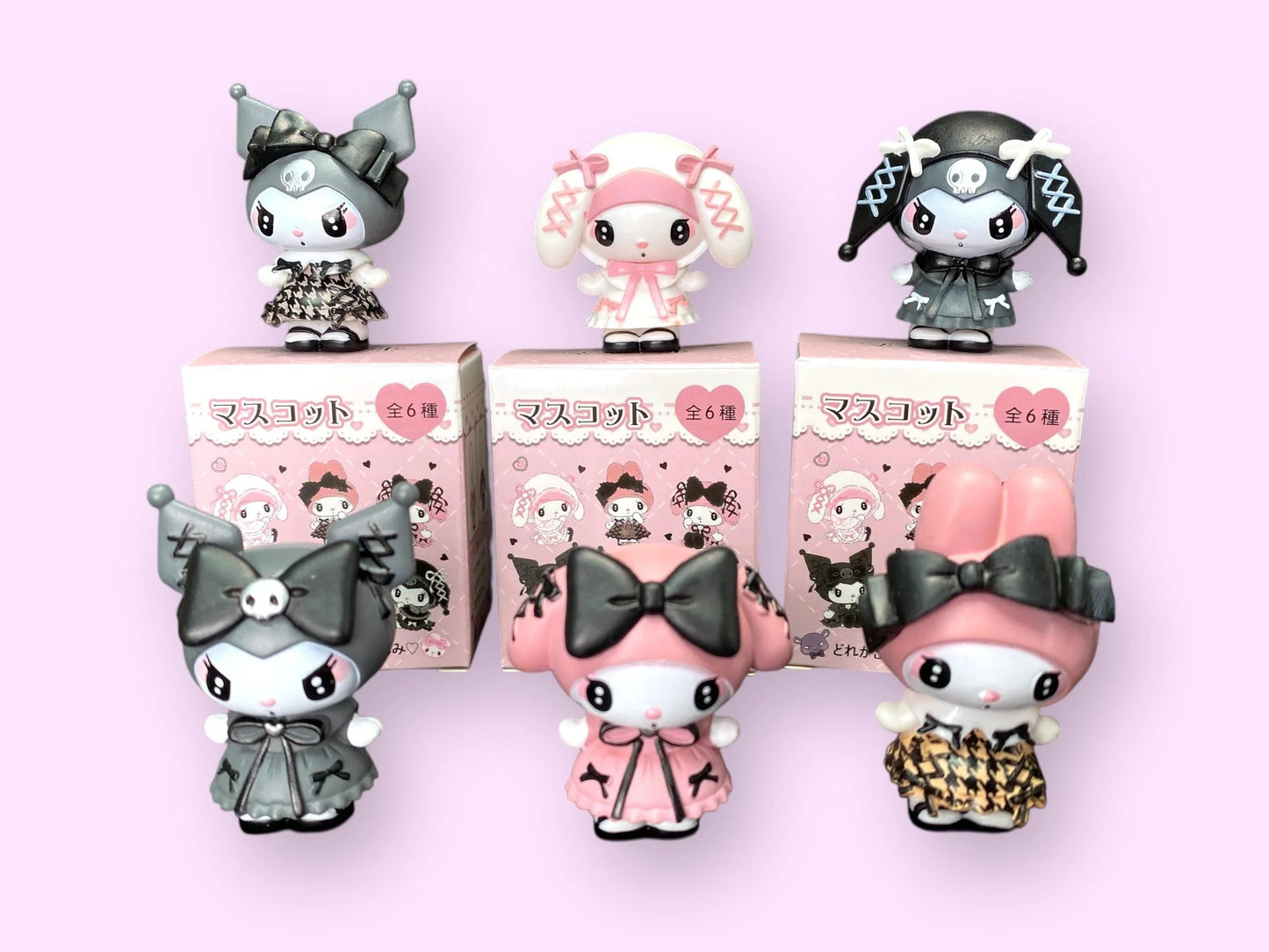 Kuromi My Melody Sanrio Gothic Lolita Fashion Blind Box Figurine Collectible: Masukotto Cute Dark Pink Black White Figures blind box