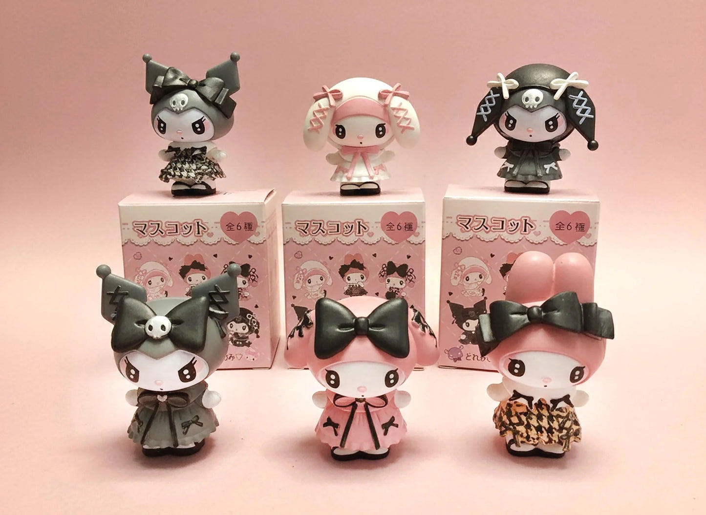 Kuromi My Melody Sanrio Gothic Lolita Fashion Blind Box Figurine Collectible: Masukotto Cute Dark Pink Black White Figures blind box