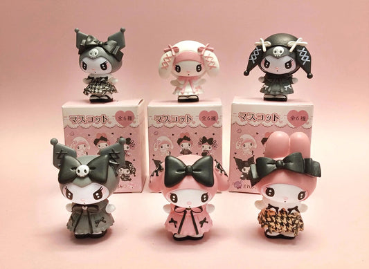 Kuromi My Melody Sanrio Gothic Lolita Fashion Blind Box Figurine Collectible: Masukotto Cute Dark Pink Black White Figures blind box