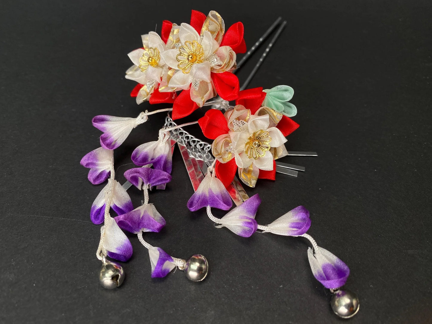 Kanzashi Geisha Hair Pin with tassel Ornaments Accessories: Hair ornament for halloween cosplay, wedding Kanzashi, Made in Japan, Unused vtg