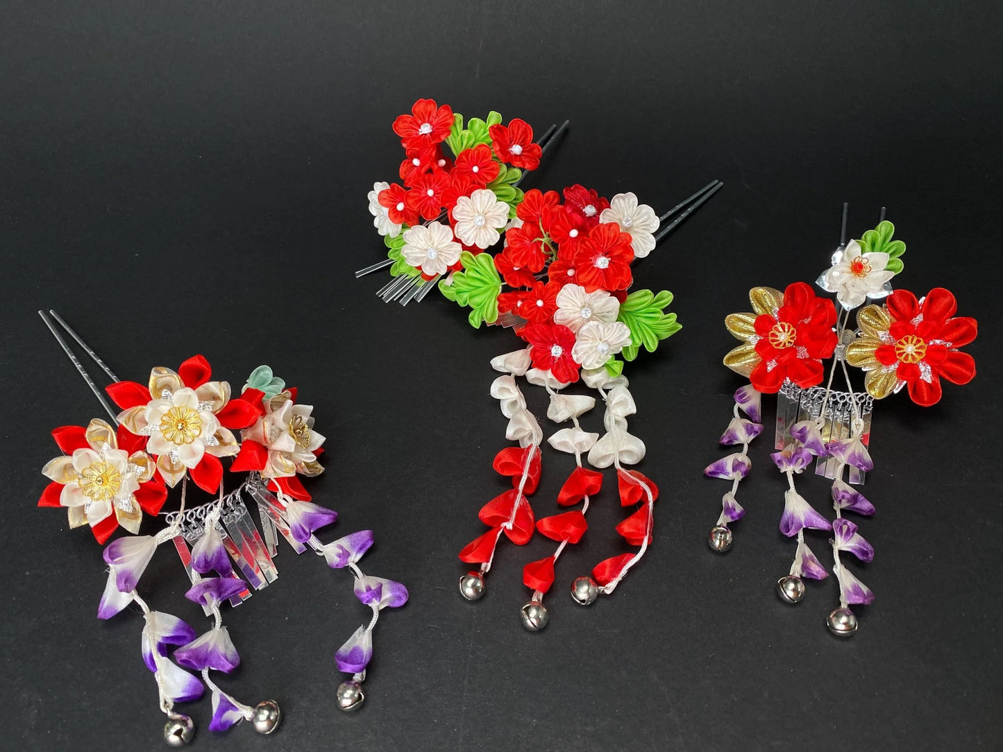 Kanzashi Geisha Hair Pin with tassel Ornaments Accessories: Hair ornament for halloween cosplay, wedding Kanzashi, Made in Japan, Unused vtg