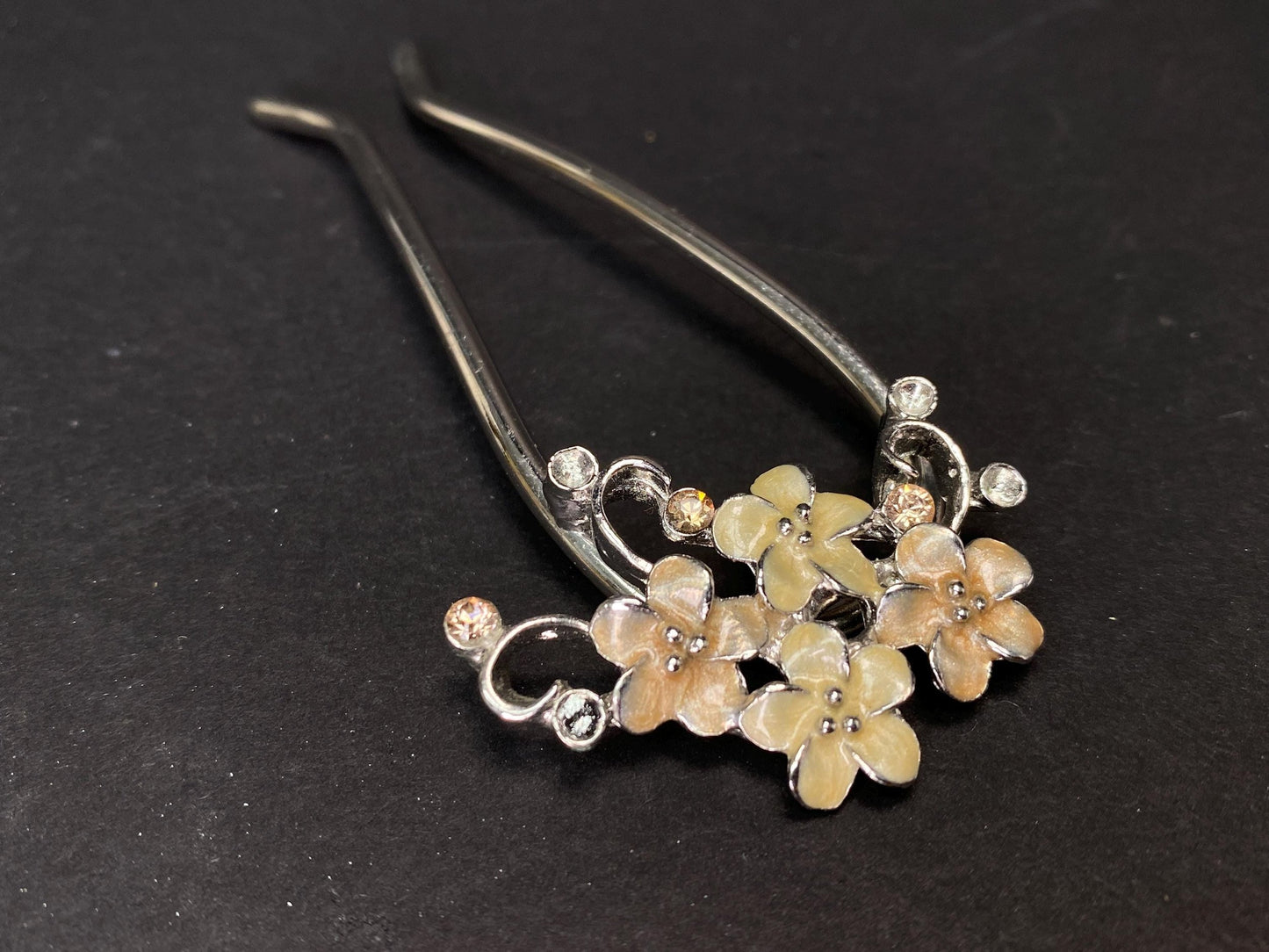 Kanzashi Kimono Geisha Elegant Pearl & Rhinestone Hairpins, U shape Tama Kushi Comb Hair Ornament