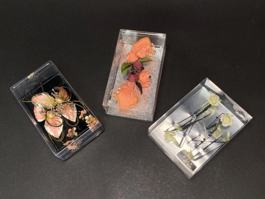 Japanese Kanzashi Hair Pin Sets 3 Styles in Original Boxes: vintage Floral, Lace and Rose Hair Accessories for Kimono Weddings