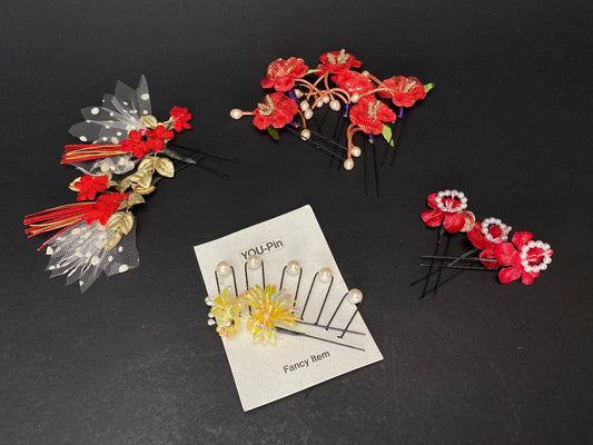 Japanese Kanzashi Floral Hair Accessories: vintage Handmade Geisha Yukata Hair Pin Clips Ornament