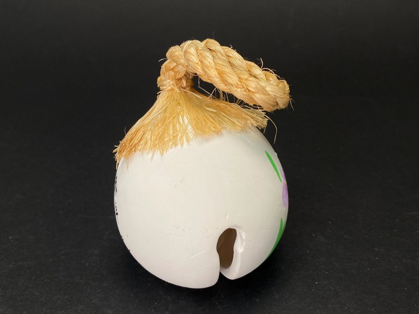 Japanese Iris Flower Clay Bell with original box: Open box Clay Bell Hand Painted Floral Ornament