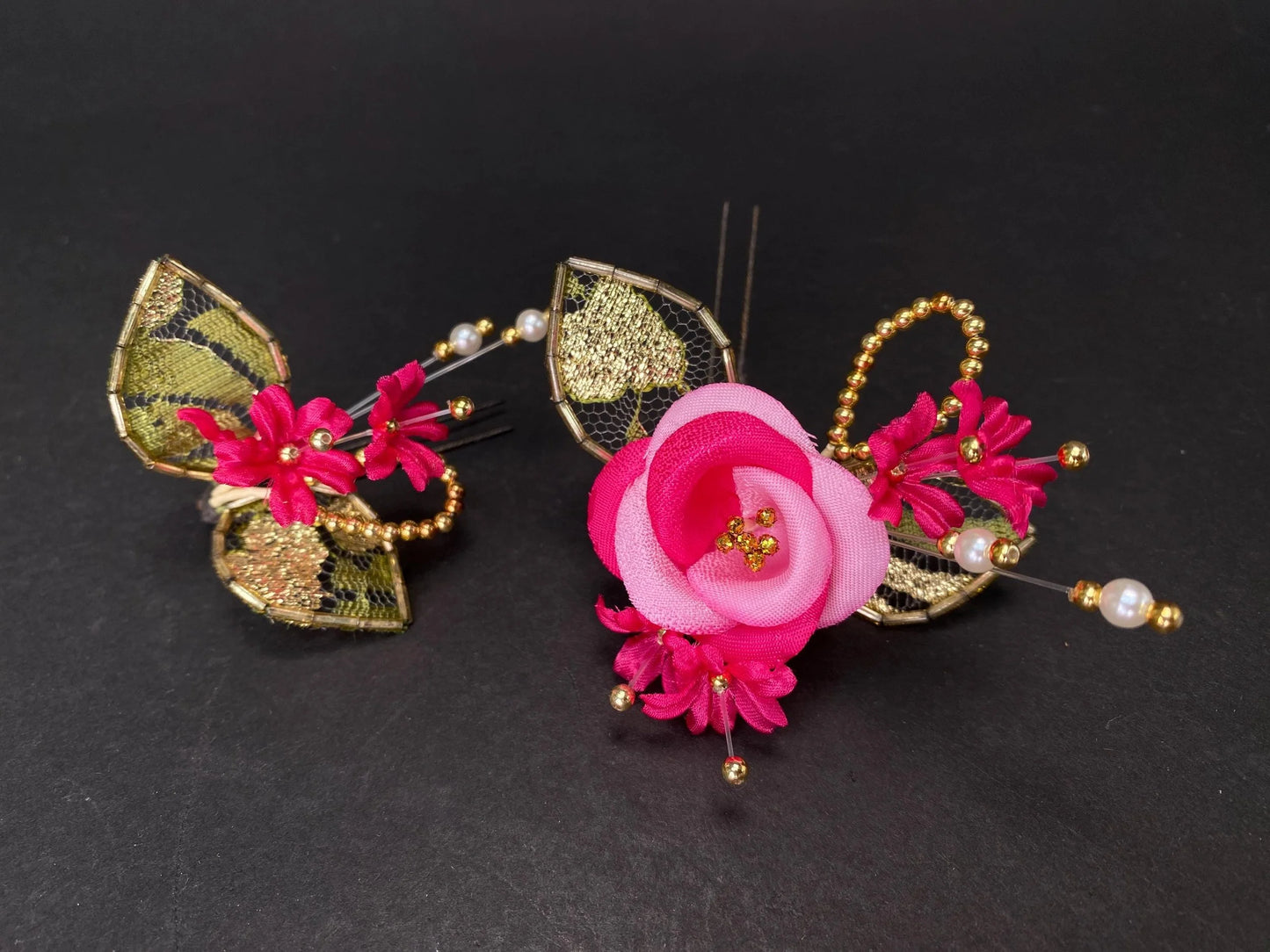 Kanzashi Japanese Geisha Hairpin Accessories Hair ornament, Handmade Floral Hair Pin, wedding Kanzashi, Made in Japan