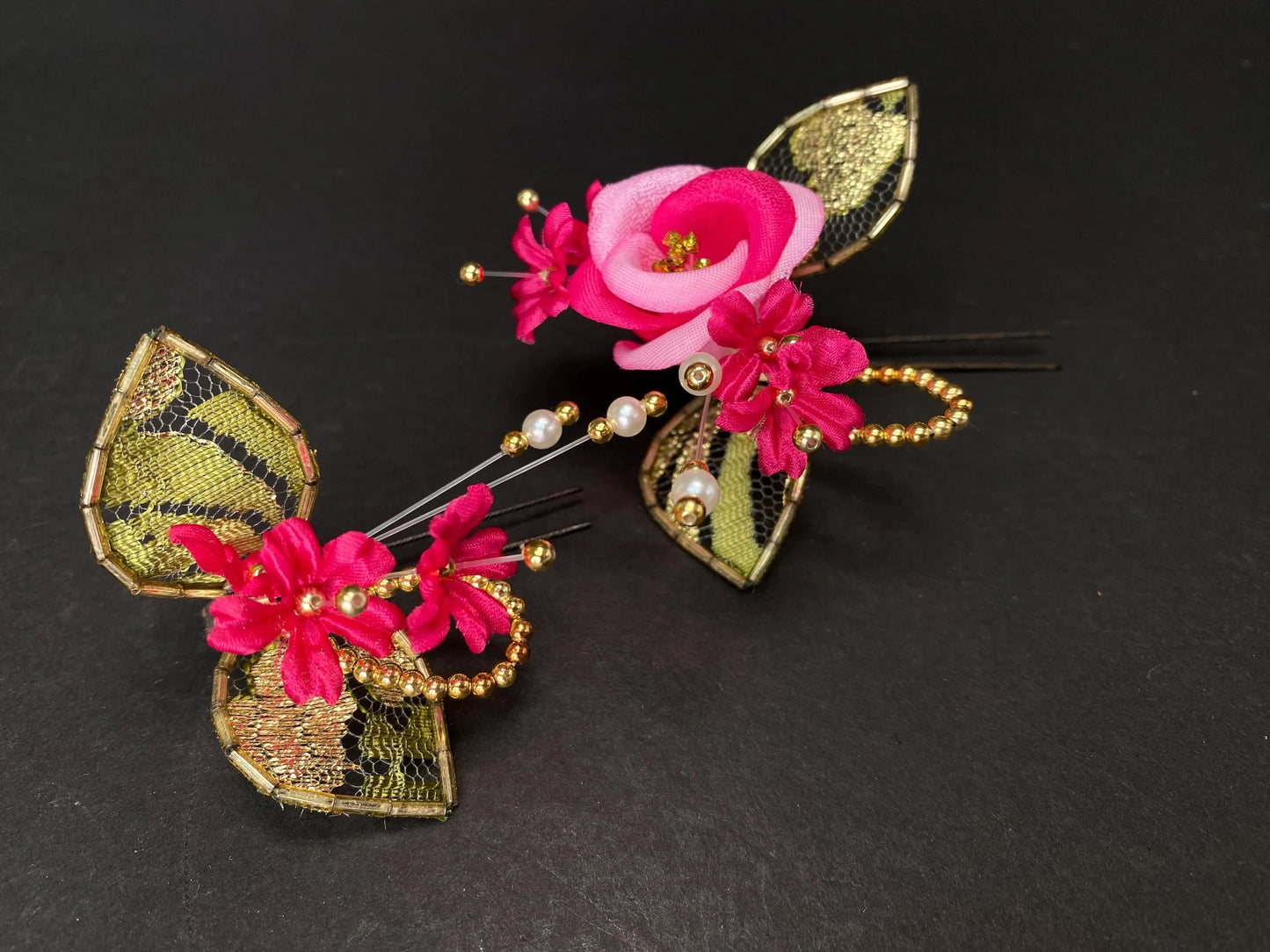 Kanzashi Japanese Geisha Hairpin Accessories Hair ornament, Handmade Floral Hair Pin, wedding Kanzashi, Made in Japan