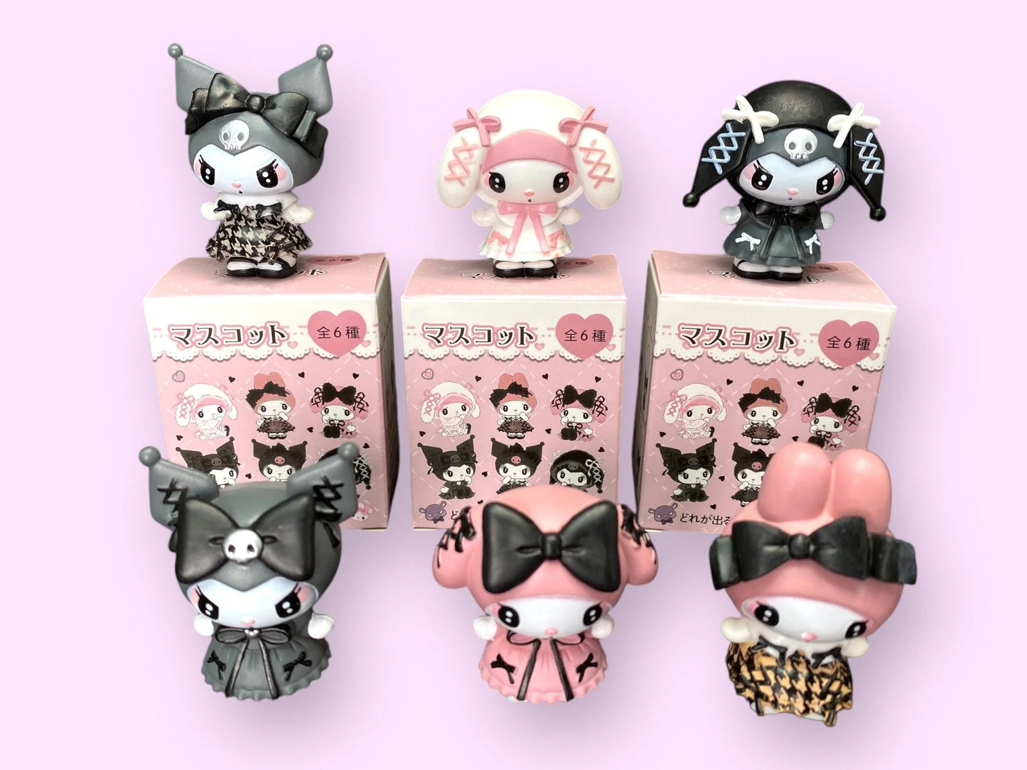 Kuromi My Melody Sanrio Gothic Lolita Fashion Blind Box Figurine Collectible: Masukotto Cute Dark Pink Black White Figures blind box
