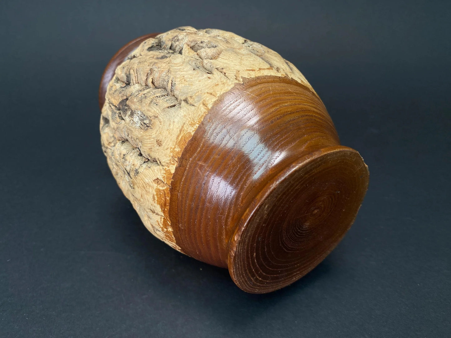 Japanese Wood Chazutsu Live Edge Bark Tea Caddy: Rustic Mingei Folk Art Jar Wabi Sabi Matcha Container