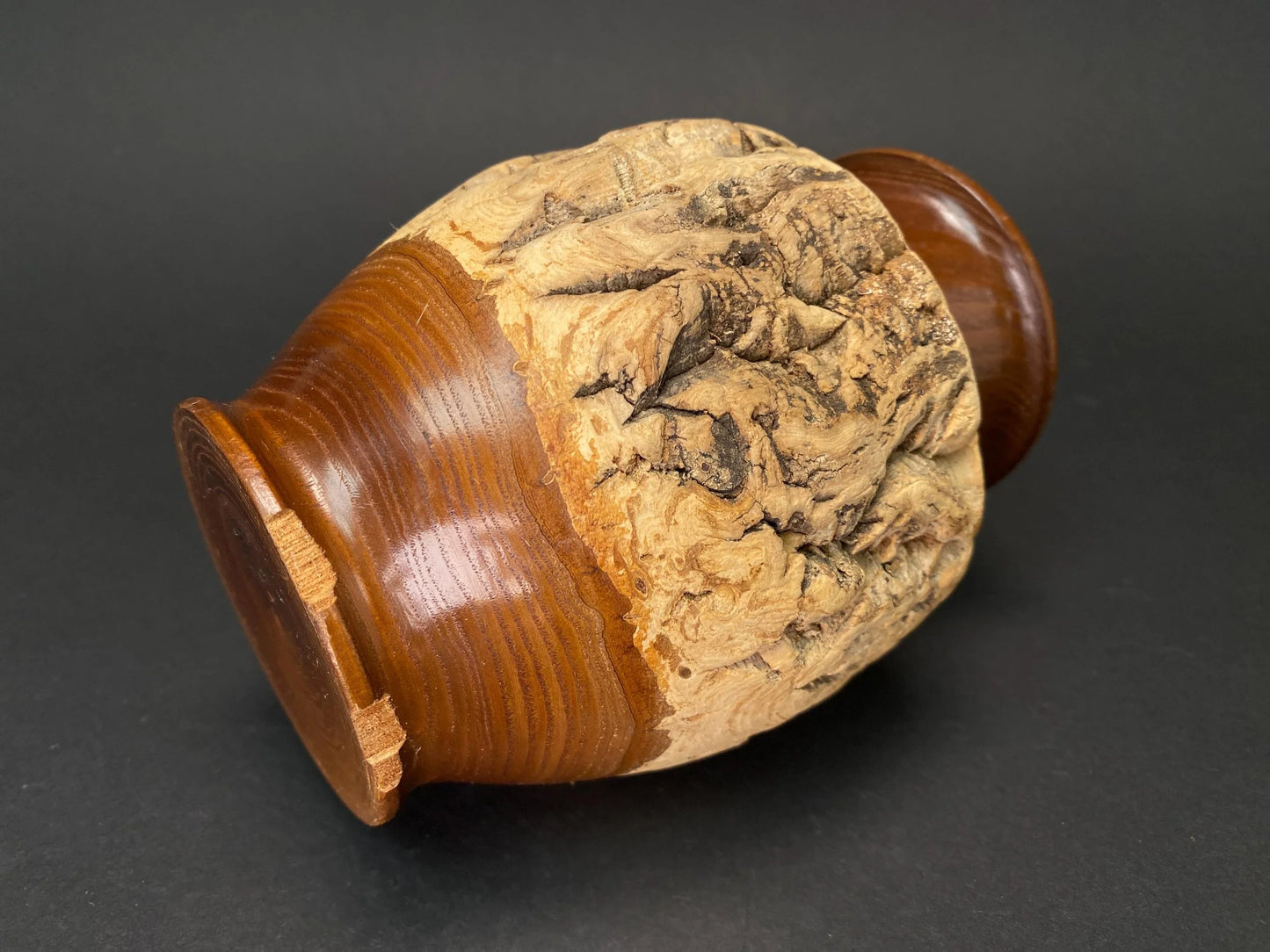 Japanese Wood Chazutsu Live Edge Bark Tea Caddy: Rustic Mingei Folk Art Jar Wabi Sabi Matcha Container