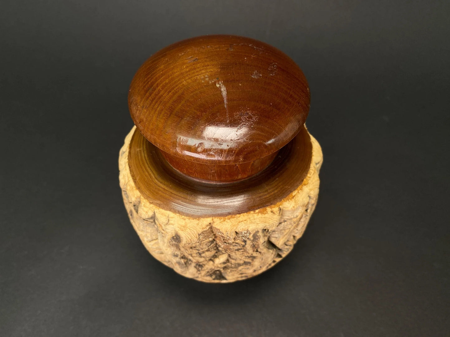 Japanese Wood Chazutsu Live Edge Bark Tea Caddy: Rustic Mingei Folk Art Jar Wabi Sabi Matcha Container