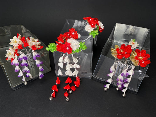 Kanzashi Geisha Hair Pin with tassel Ornaments Accessories: Hair ornament for halloween cosplay, wedding Kanzashi, Made in Japan, Unused vtg