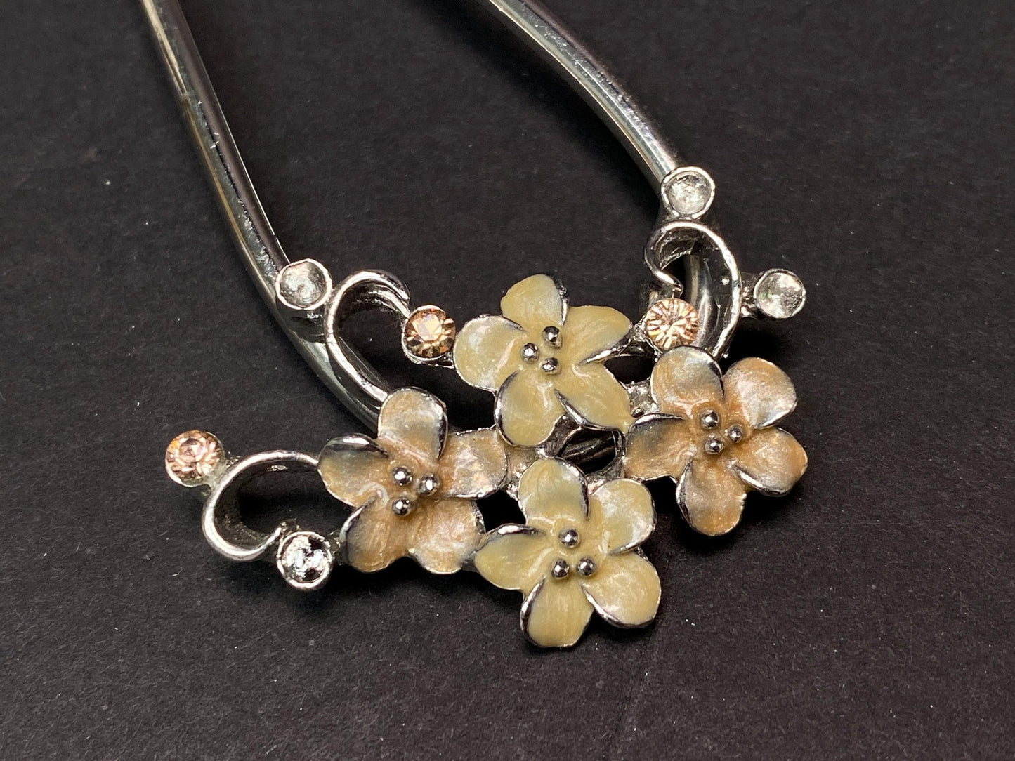 Kanzashi Kimono Geisha Elegant Pearl & Rhinestone Hairpins, U shape Tama Kushi Comb Hair Ornament