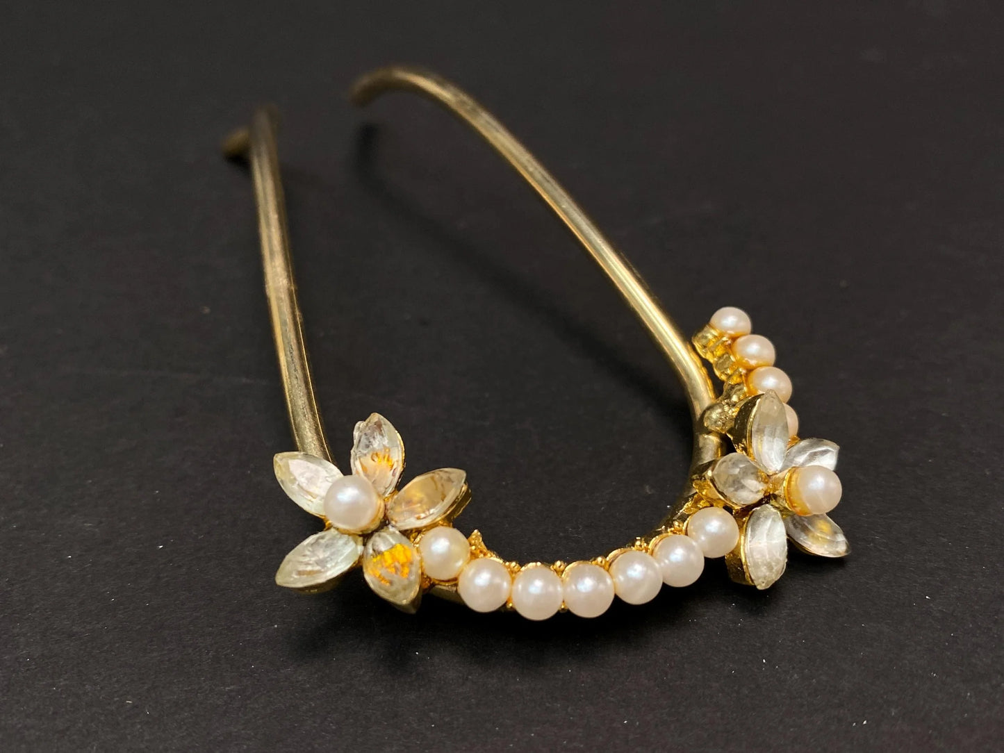 Kanzashi Kimono Geisha Elegant Pearl & Rhinestone Hairpins, U shape Tama Kushi Comb Hair Ornament
