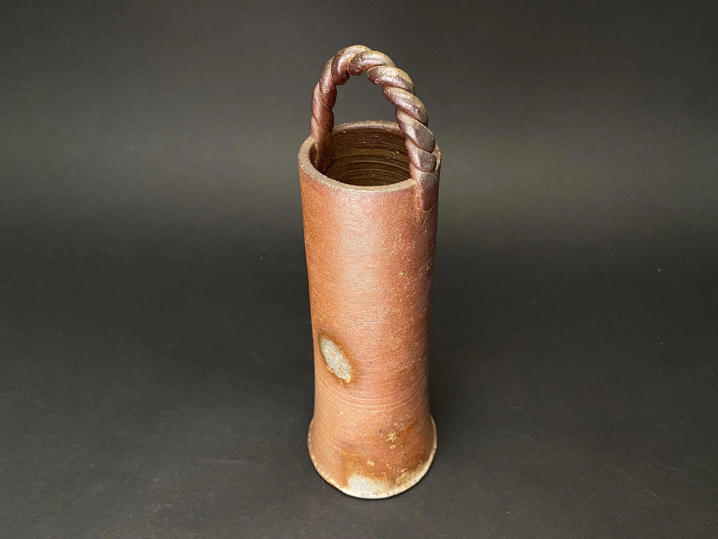 Bizen Ware Ikebana Vase Signed Japanese Pottery Kaki: Wabi Sabi Art Pottery Flower Twist Holder with Tomobako co-Box！
