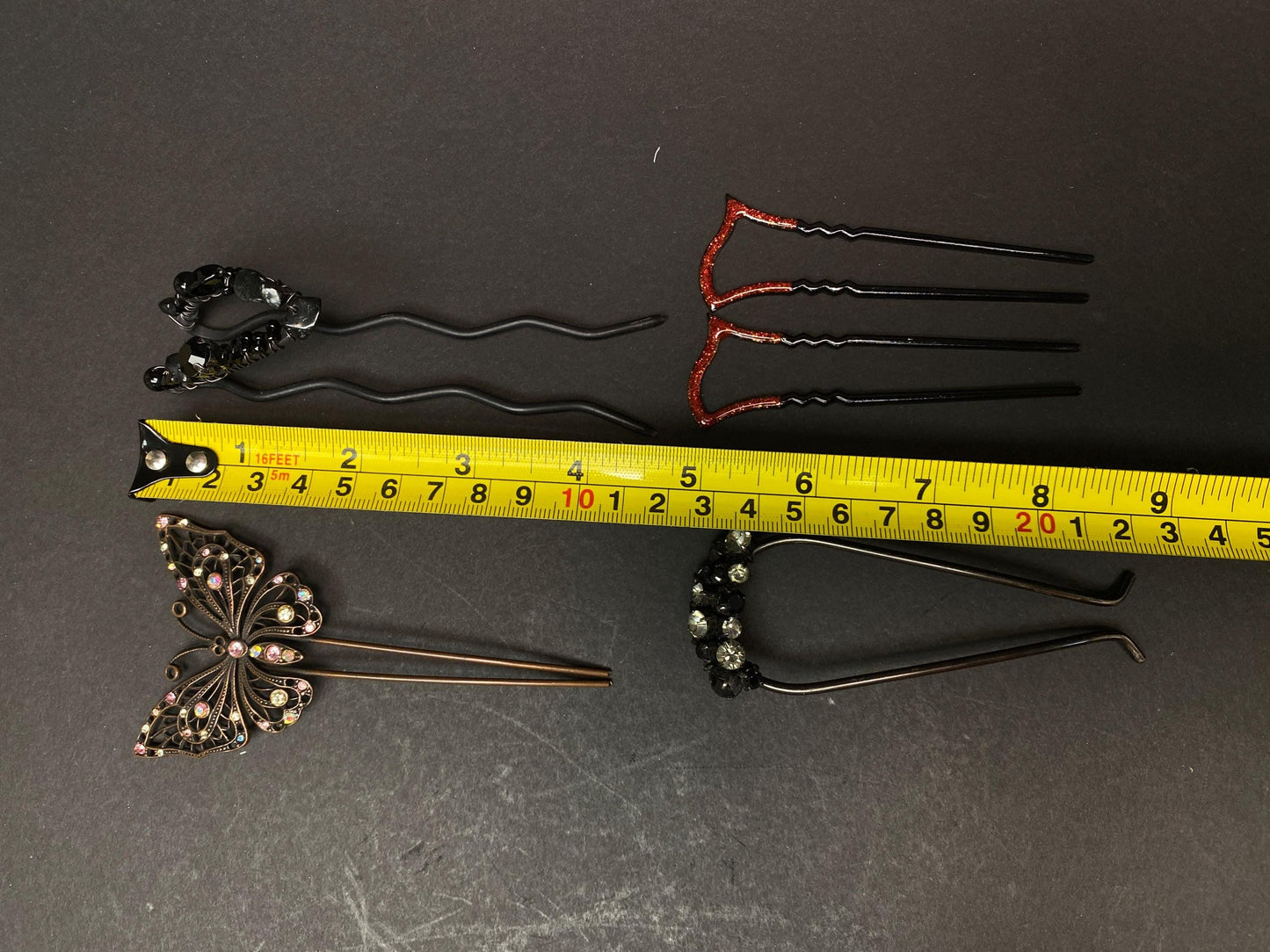 Japanese Kanzashi Kimono Hair Pins Ornaments 4 Styles: Butterfly, Beaded, Lacquer Rhinestone U Shaped Hair Forks  Kimono Accessory