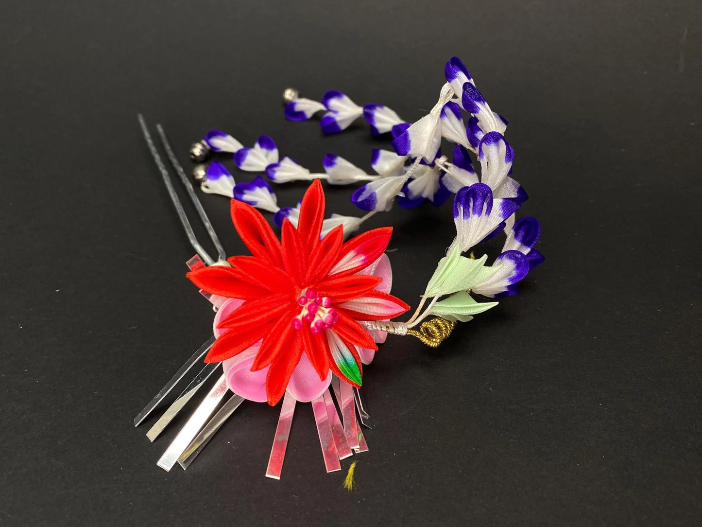 Bira kanzashi swinging Kanzashi hair stick Ornaments Accessories: halloween cosplay, faux hair, wedding Kanzashi, Made in Japan, Unused vtg