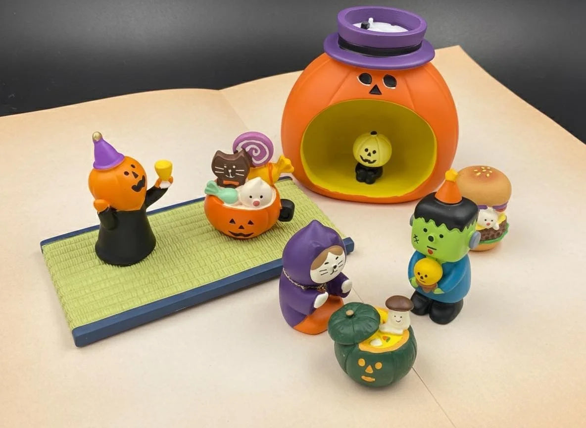 Japanese Happy Halloween Miniature Figurines Desktop, Mini Halloween Decoration Bookshelf, Japanese Decole Concombre Scene Decoration