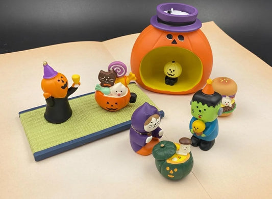 Japanese Happy Halloween Miniature Figurines Desktop, Mini Halloween Decoration Bookshelf, Japanese Decole Concombre Scene Decoration