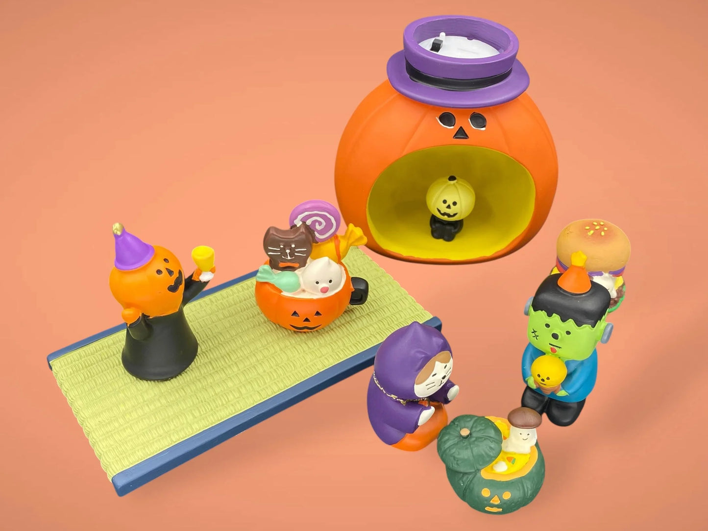 Japanese Happy Halloween Miniature Figurines Desktop, Mini Halloween Decoration Bookshelf, Japanese Decole Concombre Scene Decoration