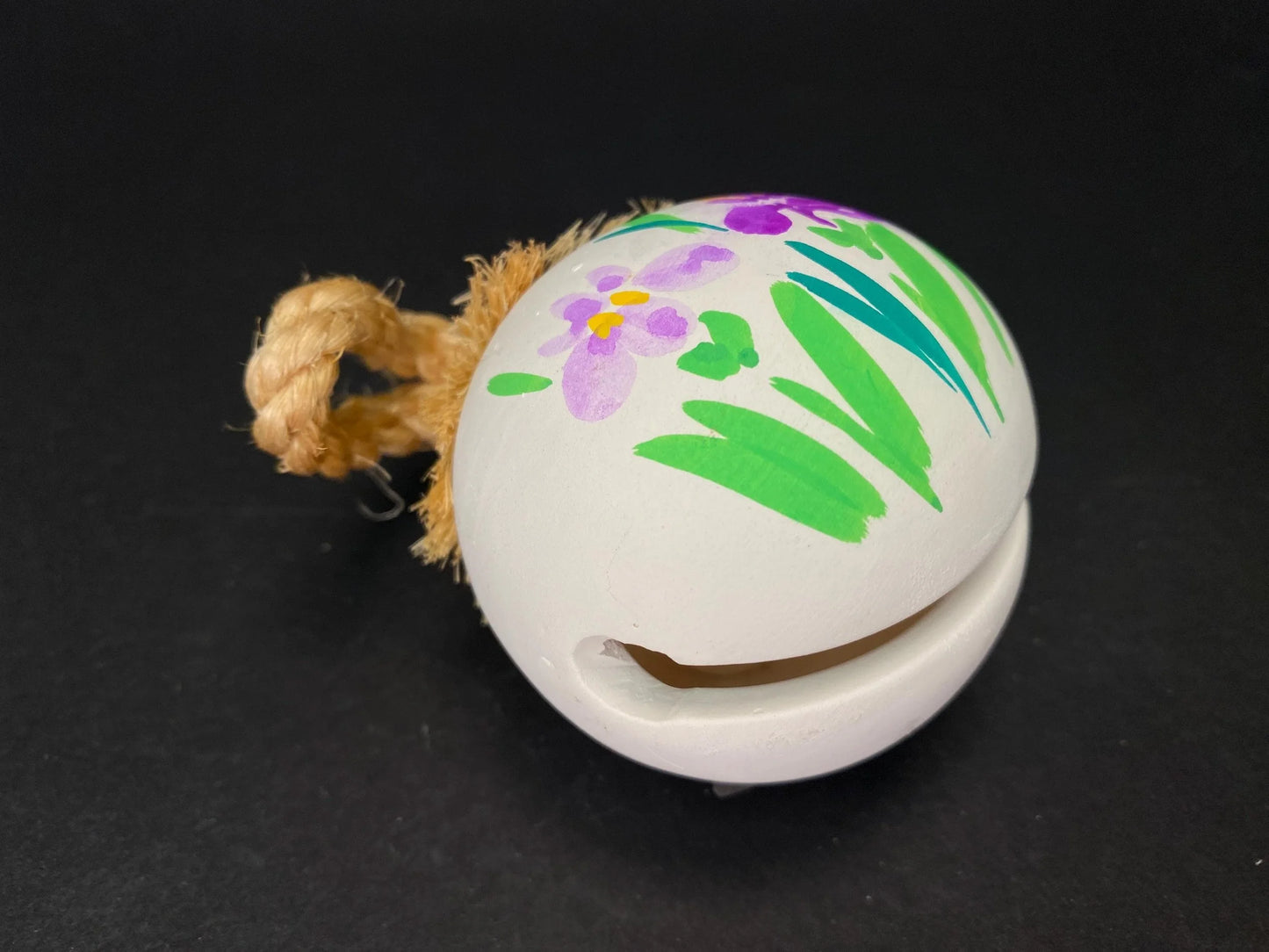 Japanese Iris Flower Clay Bell with original box: Open box Clay Bell Hand Painted Floral Ornament