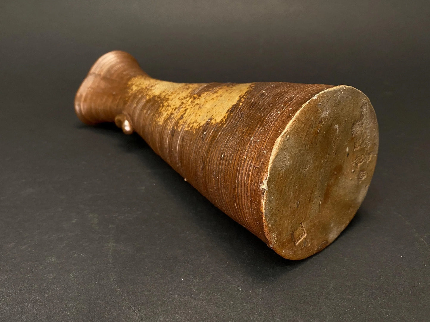 Bizen Ware yaki Flower Holder slim Ikebana Vase signed: Wabi Sabi Art Pottery H 9.5"