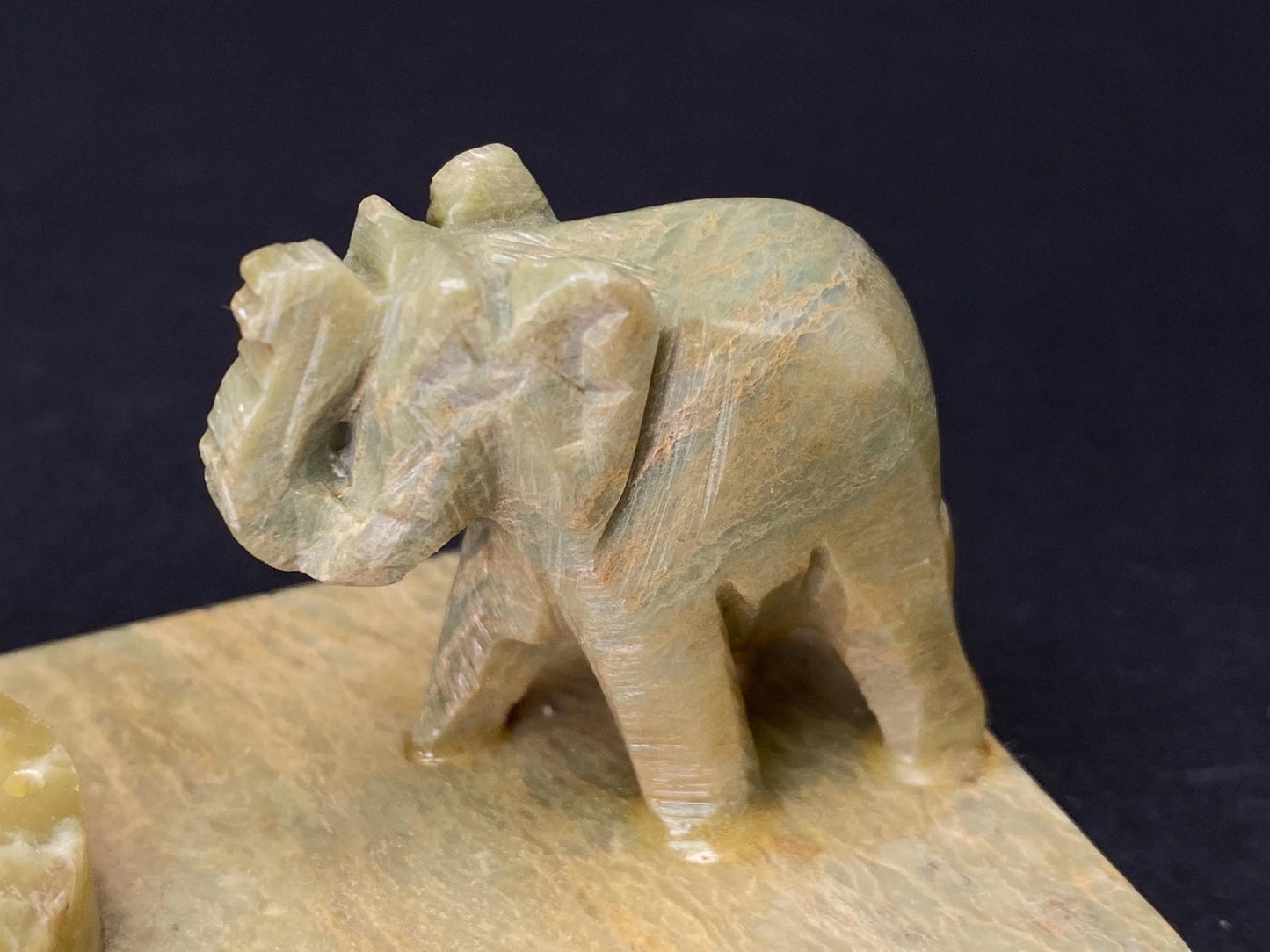 Vintage Soapstone Elephant Candle Holder Ring Dish: Hand Carved Boho Decor