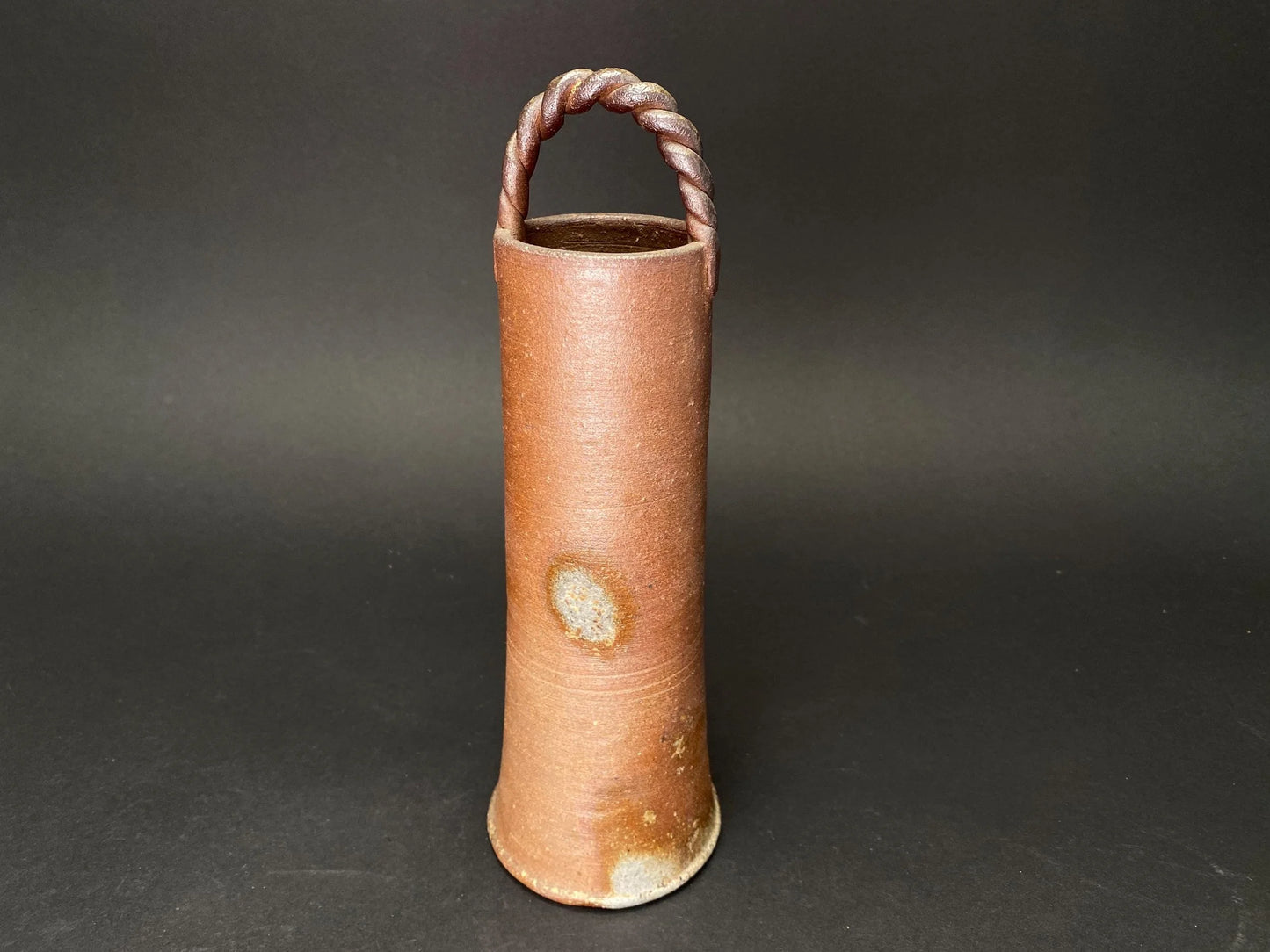 Bizen Ware Ikebana Vase Signed Japanese Pottery Kaki: Wabi Sabi Art Pottery Flower Twist Holder with Tomobako co-Box！
